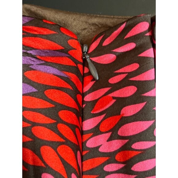 Trina Turk Abstract Floral Red Patterned Silk Blend Midi‎ Twirl Circle Skirt 6 - Picture 9 of 9